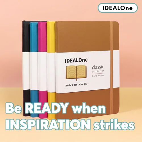 Miniatura 7 de IDEALOne Cuaderno de cuero de tapa dura forrado, A5 (5.7 x 8 pulgadas), cuadernos de diario con rayas universitarias, 160 páginas, papel grueso