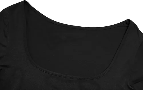 Miniatura 3 de Camisetas cortas ligeras con cuello cuadrado, manga larga, ajustadas, básicas, para mujer