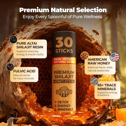 Miniatura 8 de NATURAL SHILAJIT Palitos de miel – Resina Shilajit con miel cruda, ácido fúlvico y oligominerales, nutrientes a base de plantas para energía, apoyo