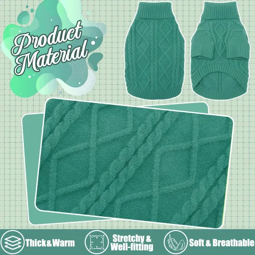 Miniatura 2 de Emust Suéter para perro pequeño, trajes de cable para perros pequeños, suéteres cálidos de otoño e invierno para perros pequeños y medianos, azul