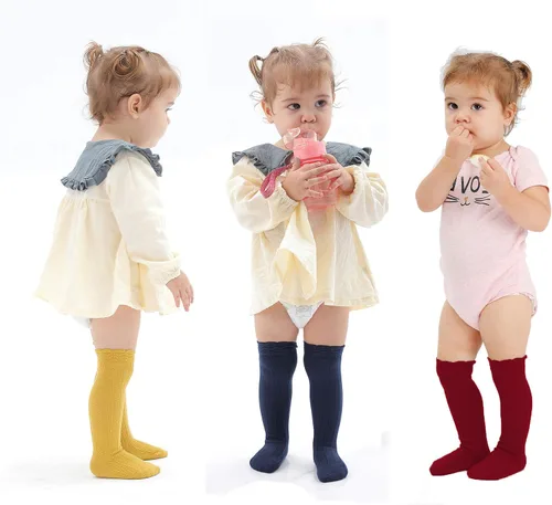 Miniatura 47 de EPEIUS Calcetines altos hasta la rodilla para bebés y niños pequeños (paquete de 3/5)