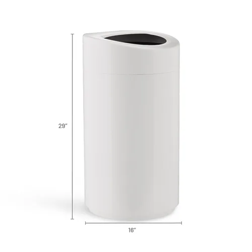 Miniatura 6 de Safco Bote de basura con tapa abierta, 14 galones de acero inoxidable, moderno, para uso en interiores, color blanco