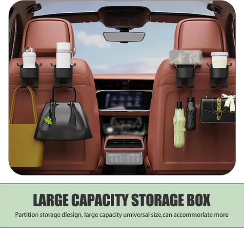 Miniatura 3 de 2 soportes para reposacabezas de asiento, 3 en 1, soporte multifuncional para teléfono celular, soporte colgante para bolso de compras, gancho
