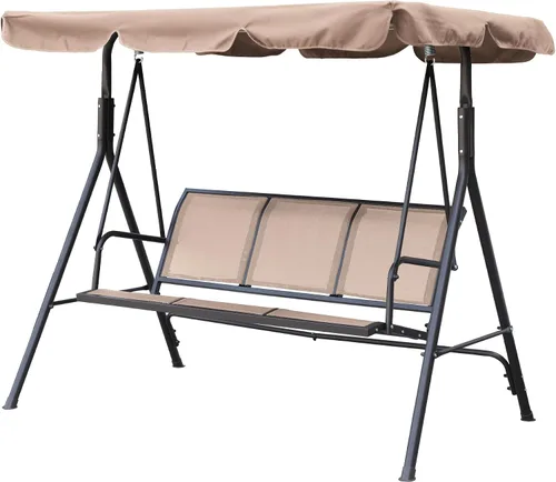 Miniatura 9 de Clihome Juego de columpios de lujo para porche al aire libre, columpios para 3 personas para columpios exteriores al aire libre para adultos, toldo