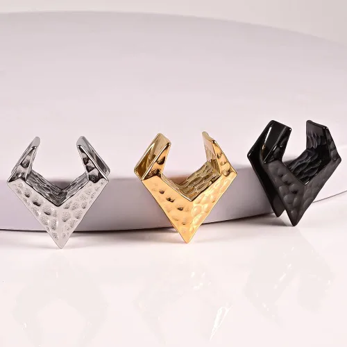 Miniatura 7 de Maxbott 1 par de tapones triangulares de acero inoxidable para orejas, túneles, aretes, dilatadores para expansor de orejas, joyería de piercing