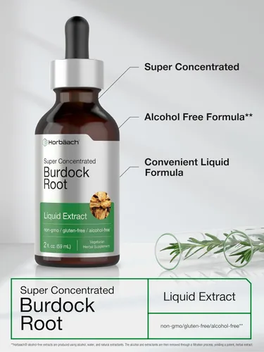 Miniatura 4 de Horbäach Tintura de raíz de bardana 2 onzas líquidas Extracto de hierba súper concentrado Vegetariano, sin OMG, sin glutren, sin alcohol
