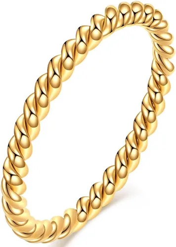 Jude Jewelers Anillo de alianza de boda de acero inoxidable trenzado de 0.079in, Metal, Zirconia cúbica