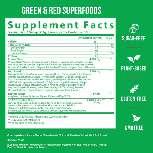 Miniatura 6 de GOBIOTIX Paquete de suplemento de fibra prebiótica + polvo Super Greens Powder N' Super Reds