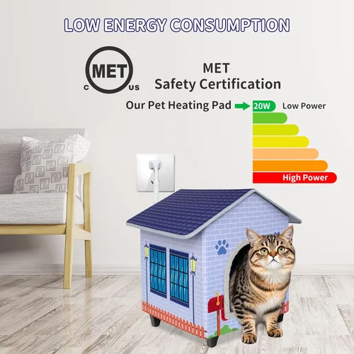 Miniatura 2 de Casas para gatos con calefacción para gatos de interior/exterior con cama para gatos elevada y resistente al agua, proporcionando un refugio seguro