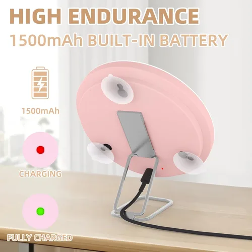 Miniatura 5 de Espejo de Aumento 20X con Luz, Espejo Grande de 6 Pulgadas con Aumento Iluminado 20X con 3 Ventosas y Soporte de Mesa 360°, Espejo de Tocador de 20x