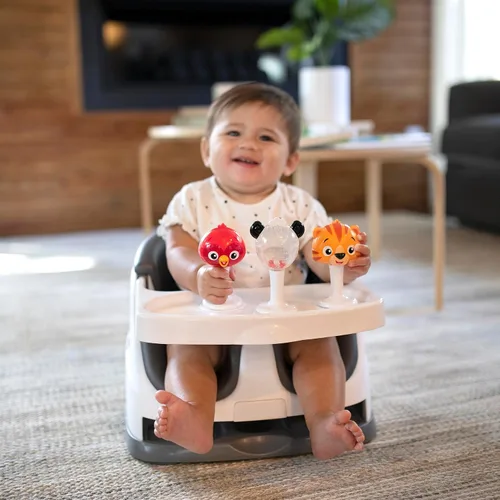 Miniatura 9 de Baby Einstein Rattle & Jingle Trio - Juego de sonajeros musicales para llevar para silla alta a partir de 6 meses, multicolor, 3 unidades Sonajero
