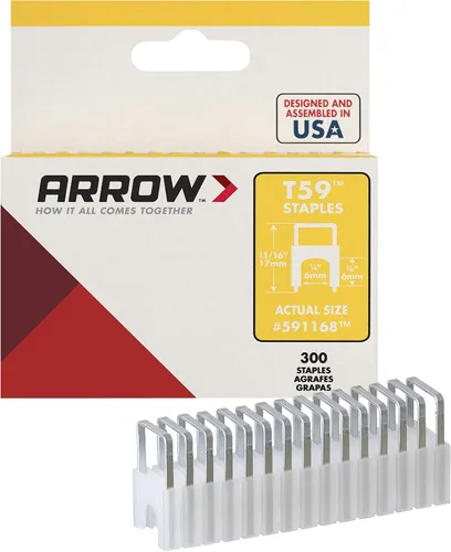 Miniatura 4 de Arrow T59 Tacker y Arrow 591168 - Grapas aisladas de acero T59 genuino de 1/4 pulgadas por 5/16 pulgadas para cable y cableado, transparente, 300