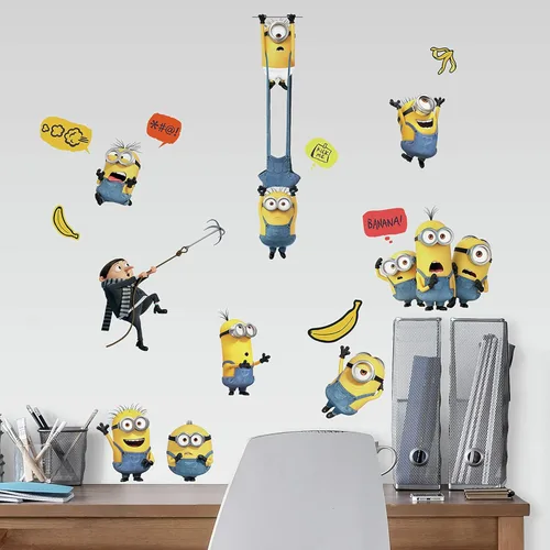 RoomMates Minions: The Rise of Gru - Adhesivos para pared, vinilo, 30 calcomanías