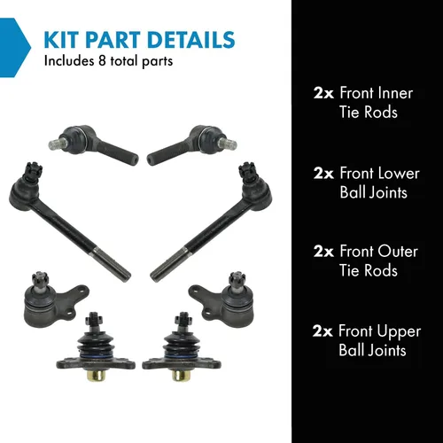 Miniatura 2 de TRQ Kit de dirección delantera y suspensión con barra de acoplamiento de rótula compatible con Toyota Pickup 1989-1995