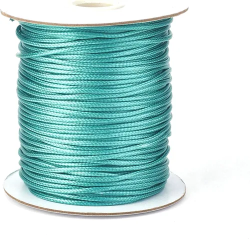 Miniatura 8 de Cordón de poliéster encerado coreano de 100 yardas, hilo de cordón trenzado beige para collar, cuerda de alambre de 0.079 pulgadas con carrete