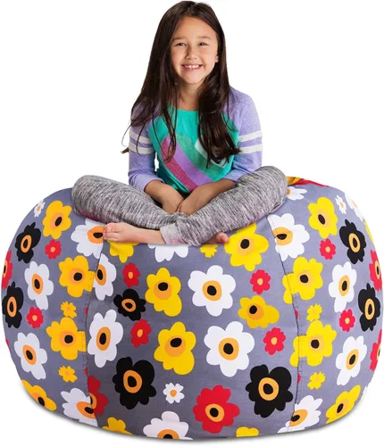 Miniatura 22 de Posh Stuffable - Sillón puff con almacenamiento para niños, contenedor de animales de peluche, organizador de juguetes de niños Lona rayas verde