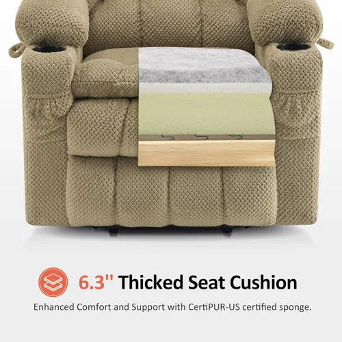 Miniatura 8 de MCombo 7893 - Silla reclinable pequeña de doble motor para ancianos pequeños, silla elevadora de gravedad cero con calor y masaje, posición Beige