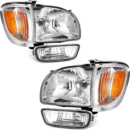 Miniatura 13 de Para Toyota Tacoma 2005-2011 Conjunto de faros delanteros Tacoma Pickup Truck carcasa cromada reflector ámbar reemplazo lado conductor y pasajero