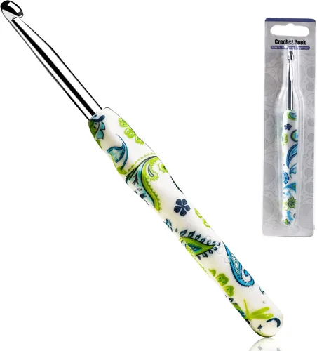 Miniatura 16 de 2.25mm Gancho de Ganchillo Looen, Mango Ergonómico para Manos Artríticas, Agujas de Tejer de Goma Suave Extra Largas para Principiantes de Crochet