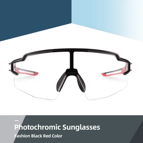 Miniatura 2 de ROCKBROS Gafas de sol deportivas fotocromáticas para hombres y mujeres, protección UV para ciclismo Negro rojo