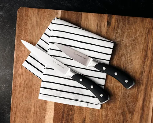 Miniatura 7 de DURA LIVING Juego de cuchillos de cocina de 3 piezas, acero inoxidable alemán ultra afilado, chef de 8 pulgadas, utilidad de 5 pulgadas y cuchillos