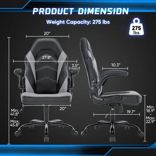 Miniatura 2 de NEWBULIG Silla de escritorio para computadora y juegos - Soporte lumbar ergonómico grande y alto con reposabrazos abatibles y ruedas giratorias