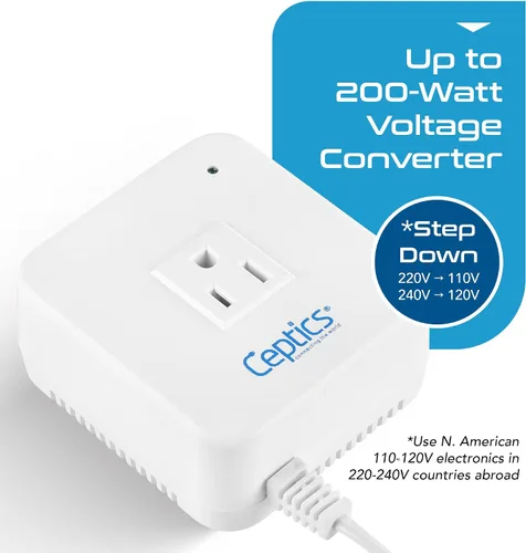 Miniatura 2 de Ceptics Convertidor de voltaje reductor de 300 vatios – Convierte 220 V/240 V a 110 V/120 V – Perfecto para alisadores de cabello, portátiles