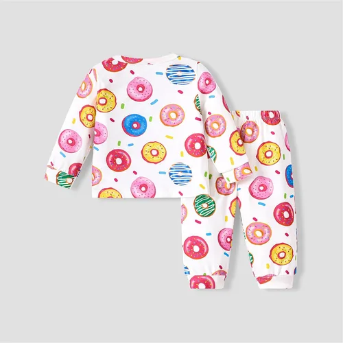 Miniatura 6 de PATPAT Conjunto de pijama de manga larga con estampado geométrico básico para bebé