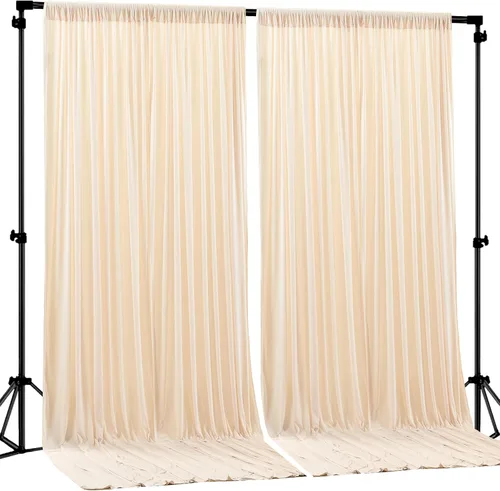 Miniatura 53 de Cortinas de Fondo Beige - Cortinas de Poliéster Sin Arrugas para Fotografía, Cortinas de Fondo para Fiestas, para Decoraciones de Baby Shower