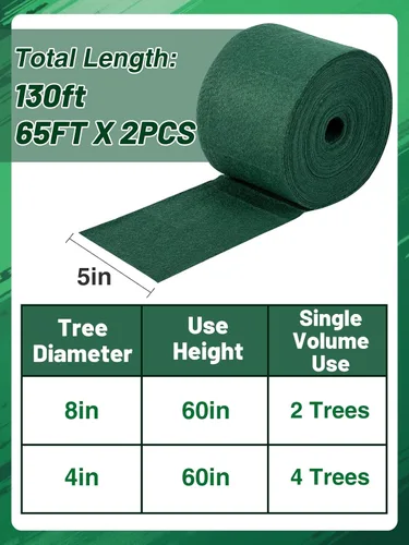 Miniatura 5 de ANPHSIN Protector de árbol para protección contra la congelación en invierno, 65 pies x 2 piezas, protector de corteza de tronco transpirable