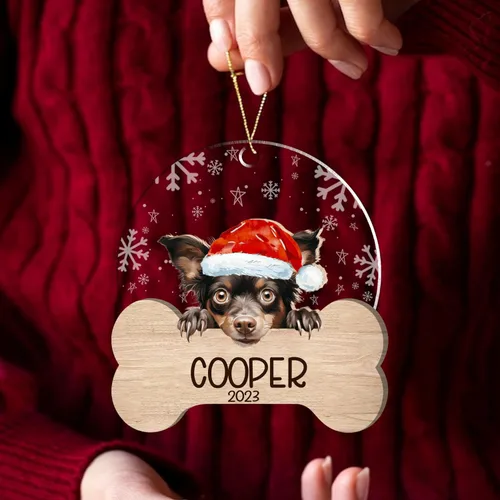 Miniatura 88 de Nazenti American Pit Bull Terrier Adorno de Navidad, adorno de perro fotográfico, adorno de perro personalizado, adornos de fotos de madera