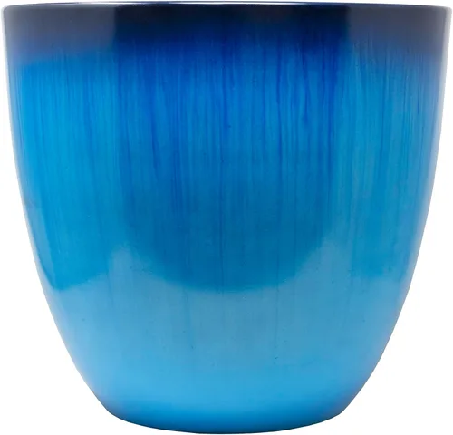 Gardener Select (EPR12-204) Maceta Grande con Forma de Huevo - Maceta/Caja Decorativa Moderna para Interiores y Exteriores (12 Pulgadas, Flor Azul)