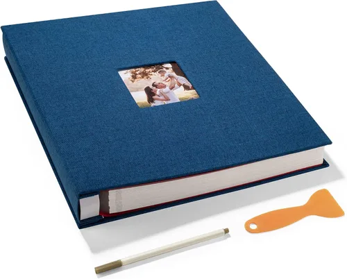 Miniatura 47 de HoneyTolly Álbum de fotos autoadhesivo para fotos de 4 x 6 imágenes, cubierta magnética de lino, 15 hojas/30 páginas en blanco para bodas Beige claro