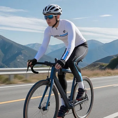 Miniatura 6 de Santic - Camiseta de ciclismo para hombre, manga larga, reflejante, cremallera completa, con bolsillos