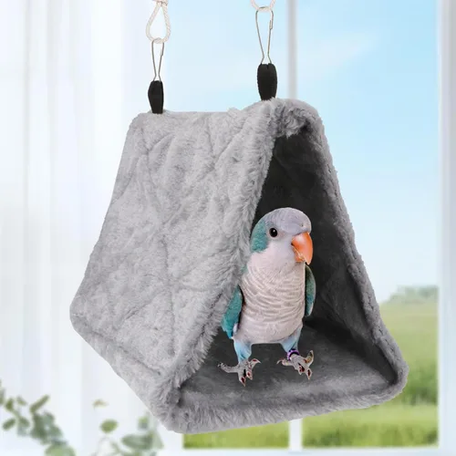 Miniatura 3 de Wontee Casa de nido de pájaros, cama cálida para pájaros, hamaca colgante, cabaña para periquitos, periquitos, Caique, Senegal, loros cuáqueros, Gris