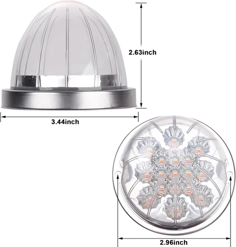 Miniatura 4 de 2 piezas de luces de señalización y marcador de doble revolución en rojo y blanco con 17 luces LED de sandía, lentes transparentes y bisel de acero
