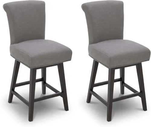 Miniatura 48 de CHITA Taburete giratorio de 26 pulgadas con altura de mostrador, taburete de bar tapizado moderno con respaldo certificado FSC de cuero sintético