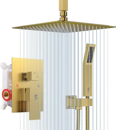 Miniatura 20 de SR SUN RISE Sistema de Ducha de Níquel Cepillado de 16 Pulgadas para Baño de Lujo con Mezclador de Lluvia, Juego Combinado de Ducha con Cabezal