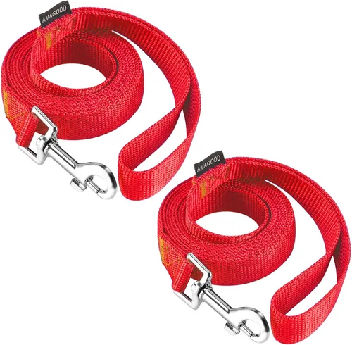 Miniatura 20 de AMAGOOD 6 pies de correas para cachorros/perros, correa de estilo tradicional resistente con gancho de cuello fácil de usar, correa para perros Negro