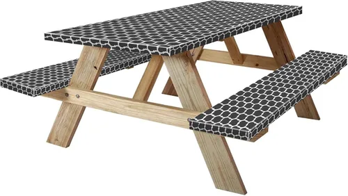 Miniatura 9 de Funda para Mesa y Banco de Picnic de 5 Pies, Esenciales de Camping Equipo para RV, 60 Pulgadas Impermeable Resistente al Viento Mantel Exterior