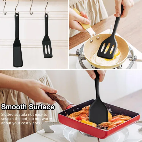 Miniatura 6 de Mini espátula de silicona, 4 piezas, girador de silicona de tamaño pequeño, fácil de limpiar, espátulas de brownie, mini volteadores
