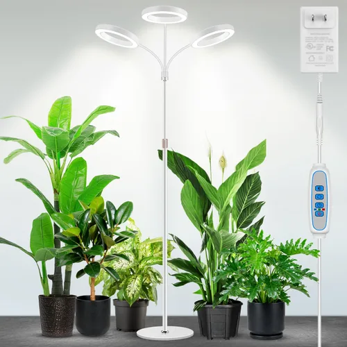 Miniatura 10 de Garpsen Luces de cultivo para plantas de interior, luz LED de espectro completo con soporte, 3 modos de color, lámpara de cultivo de pie