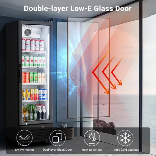 Miniatura 6 de BODEGA BODEGACOOLER - Refrigerador comercial de bebidas de 9 pies cúbicos con puerta de cristal, refrigeradores de bebidas para exhibición