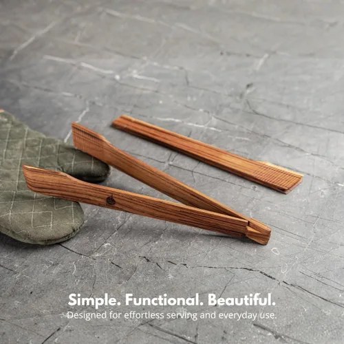 Miniatura 7 de Pinzas para ensalada de primavera súper delgadas: servidor de mano de ensalada de madera de teca de 0.1 x 0.1 x 12 pulgadas de utensilios de cocina