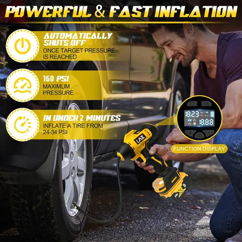 Miniatura 3 de Inflador de neumáticos, compresor de aire portátil para DeWalt 20v Max Battery Power, bomba de aire eléctrica portátil inalámbrica de 160 PSI