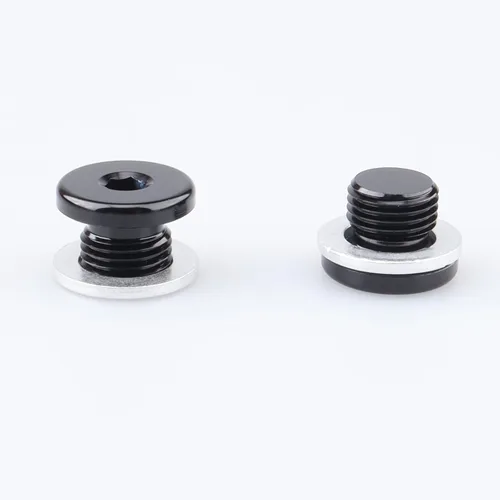 Miniatura 11 de AC PERFORMANCE Enchufe de puerto métrico de aluminio M10 x 1.0 negro de perfil bajo con tapón hexagonal y arandela de aluminio