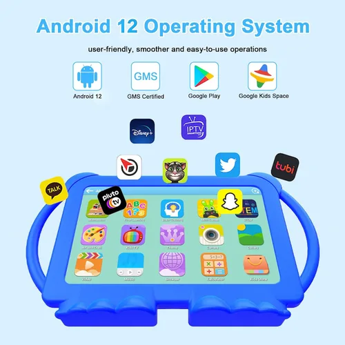 Miniatura 4 de HOTTABLET Tableta para niños de 7 pulgadas, Android 12, 4 GB de RAM, 32 GB de ROM, expansión de 512 GB, con control parental, WiFi, Bluetooth