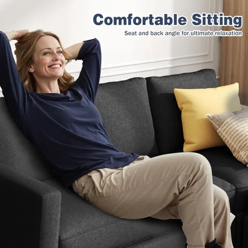 Miniatura 5 de SUNLEI Sofá seccional modular de 187 cm, cómodo sofá tipo nube con otomano móvil, sofá modular en forma de L de asiento profundo, sofás seccionales