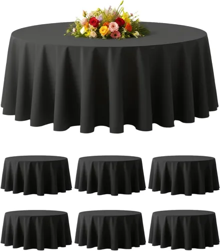Miniatura 15 de BESTVIP Manteles redondos de poliéster de 60 pulgadas Se adapta a mesas de 20 a 48 pulgadas Funda decorativa lavable de tela para restaurantes