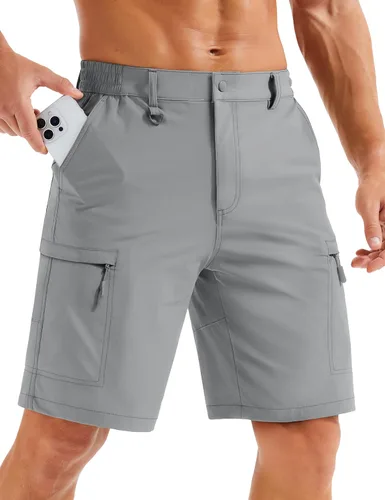 Miniatura 11 de MAGCOMSEN Men's Hiking Cargo Shorts Quick Dry Lightweight 9" Golf Shorts Summer Casual Work Outdoor with 5 Zipper Pockets